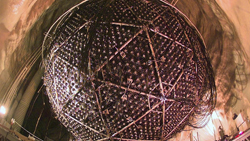 The SNO (Sudbury Neutrino Observer) detector is a sphere measuring 12 meters in diameter where experiments were conducted between 2002 and 2006 to identify the subatomic particles.